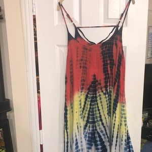NWT!! Tie dye fringe beach dress ❤️💛💙